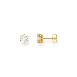 Thomas Sabo Ohrstecker mit weissem Stein im Brillantschliff vergoldet